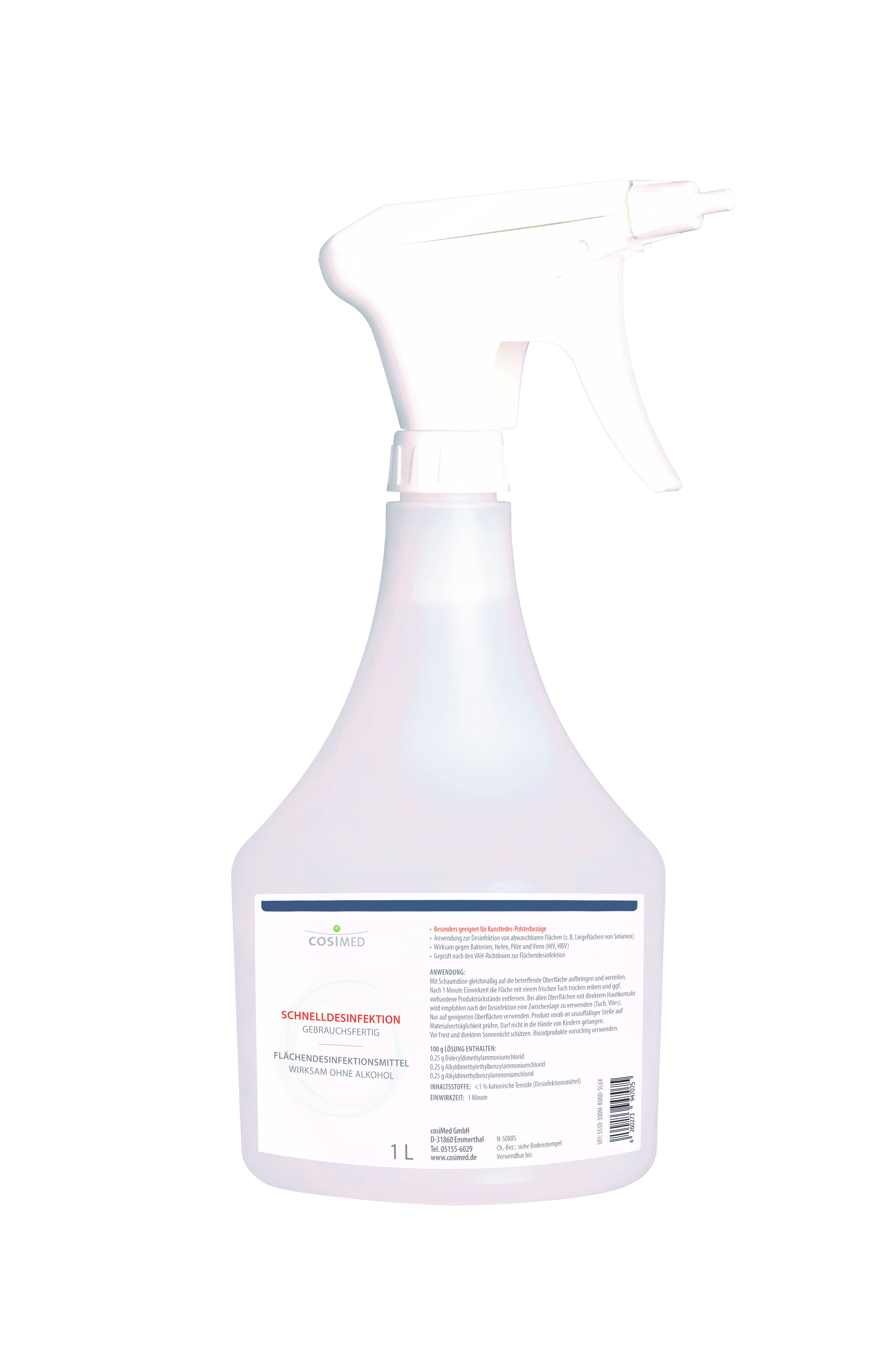 1 Liter Sprühflasche Schnelldesinfektion für Flächen